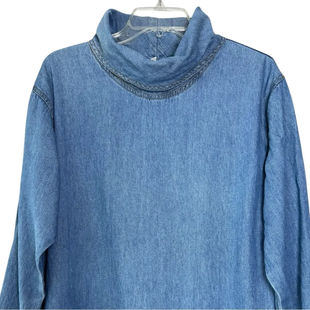 Vintage 90s Denim Maxi Dress Size Small Long Sleeve Coldwater Creek - Picture 4 of 10